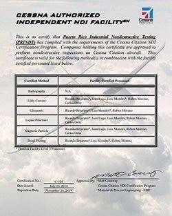 Cessna Authorized Independent NDI Facility